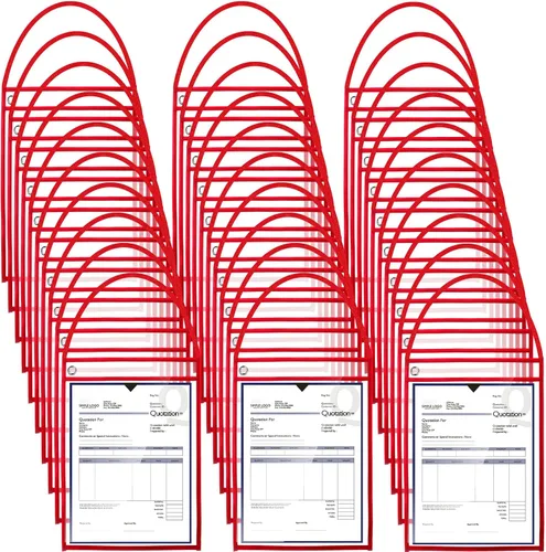 Vista 7 de Geyee Paquete de 50 soportes para boletos de trabajo, bolsillos para pedidos de trabajo para manga colgante de 9 x 12 pulgadas, soportes de boletos