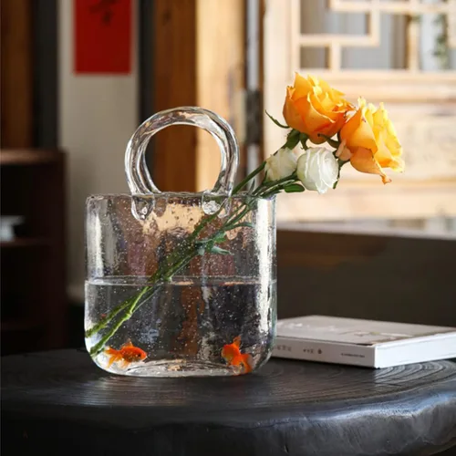 Vista 8 de Jarrones para decoración, florero de cristal para flores, bolso creativo de burbujas, florero, mini tanque de peces de cristal para centros de mesa