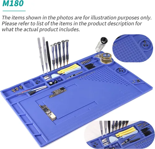 Vista 4 de YIHUA Paquete de estación de fuente de alimentación y retrabajo de soldadura profesional 853D 3A USB con alfombrilla de reparación electrónica M180