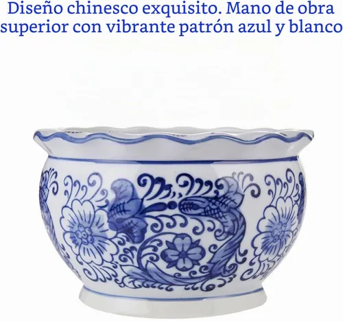 Vista 2 de HakkaGirl Chinese - Pequeña maceta de porcelana azul y blanca. Azul y blanco - Decoración artística
