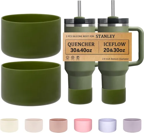 Vista 10 de HEYSKAY Base protectora de silicona para botas Stanley Quencher Adventure de 40 onzas y vaso Stanley IceFlow de 20 onzas y 30 onzas, y compatible 2