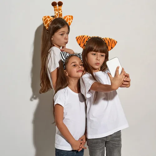 Vista 6 de Cindeer 3 Pcs Zoo Animal Ear Costume Headband Jungle Safari Plush Ear Hair Hoop for Adult Animal Party Cosplay Prop