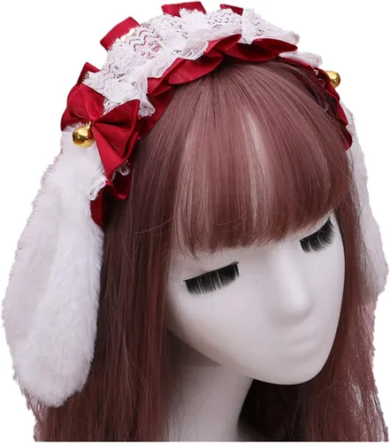 Vista 9 de Faylay Cosplay Girl - Diadema de peluche con orejas de conejo, accesorio para la cabeza 1-BJH