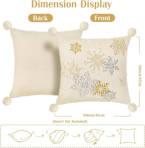 Vista 6 de Lewondr Funda para Almohada Decorativa, 45x45 cm Juego de 2 Fundas de Almohada de Doble Cara de Pelo Sintético Cómodas y Suavemente Decorativas