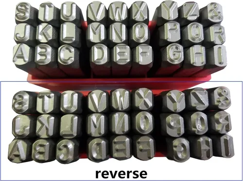 Vista 8 de Juego de 27 sellos de acero resistente con letras mayúsculas de 3/64" 1mm, kit de punzones de alfabeto para estampado a mano de caracteres, código
