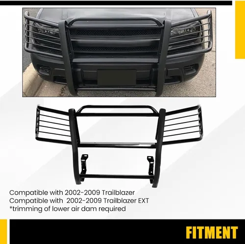Vista 2 de KUAFU Protector de rejilla Compatible con 2002-2009 Chevy Chevrolet Trailblazer EXT, barra frontal de parachoques, rejilla de protección, cepillo