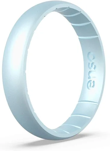 Vista 11 de Anillo de silicona fino con piedra de nacimiento de Enso – Unisex, para boda y compromiso – Banda transpirable cómoda – 4.3mm (0.17 pulgadas)