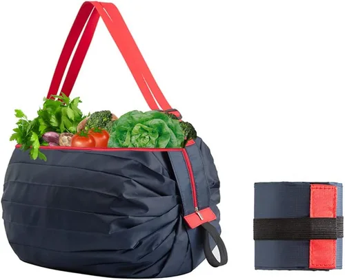 Vista 8 de Bolsas de comestibles reutilizables, bolsas de compras plegables, bolsa de gran capacidad para almacenamiento, impermeable, duradera, ecológica