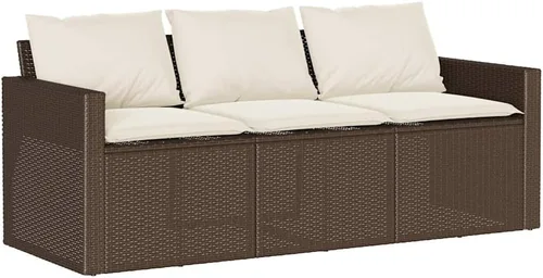 Vista 4 de 3-Seater Outdoor PE Rattan Sofa for Garden Patio, Brown
