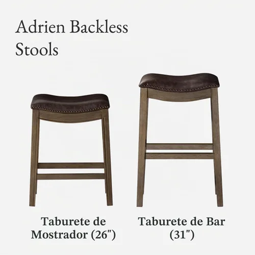 Vista 6 de Maven Lane Adrien Taburete de mostrador sin espalda, marrón, 26 pulgadas Nogal oscuro