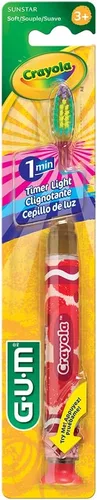 Vista 5 de GUM - 202RK Crayola Timer - Cepillo de dientes ligero (cepillo de dientes individual), cerdas suaves, el embalaje puede variar (paquete de 2)