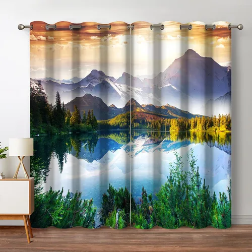 Vista 35 de Jekeno Cortinas opacas con palmeras oceánicas, playa, cielo, sol, decoración de paisaje marino para dormitorio, sala de estar, cortinas de ventana