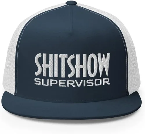Vista 2 de Shit Show Supervisor - Gorra de camionero de alta calidad, gorra ajustable con corona alta, regalo divertido de broma