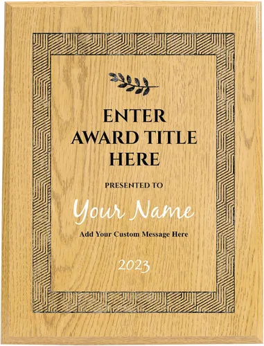 Vista 12 de Placa personalizada con acabado de roble de 9 x 12 pulgadas para premios y reconocimiento, placa personalizada con respaldo con cerradura