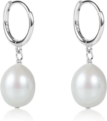 Vista 9 de LILY LUSTRE - Aretes colgantes de plata de ley 925 chapados en oro de 14 quilates, seleccionados a mano, calidad AAAA, color blanco natural
