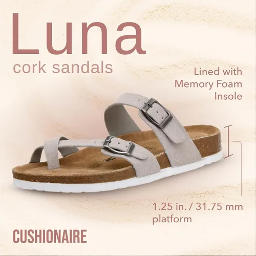 Vista 2 de CUSHIONAIRE Luna Sandalias para mujer con plantilla de corcho para más comodidad