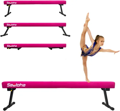 Vista 16 de Viga de equilibrio ultrasimple ajustable y plegable de 6 pies, equipo de gimnasia de suela sintética de piso alto y bajo, sin necesidad de Starlight