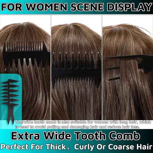 Vista 4 de HuGuWdy Peine de pelo extra ancho para hombre - Textura y volumen - Negro