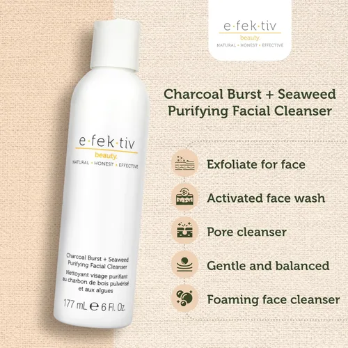 Vista 8 de Charcoal Burst Plus - Limpiador facial purificador de algas marinas, limpia suavemente los poros, lavado facial aclarador, vegano, sin sulfato