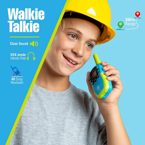 Vista 5 de Walkie Talkies de 22 canales para niños, alcance de 3 millas Paquete de 2 para niños y niñas