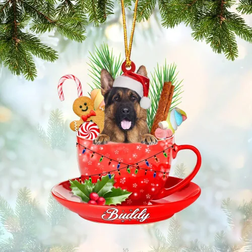 Vista 84 de Alaskan Malamute - Adorno de tetera de perro sentado en una tetera de Navidad, adorno de Navidad con nombre personalizado, adorno de automóvil