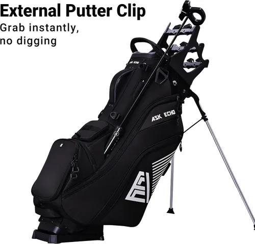 Vista 2 de ASK ECHO Golf ST-14 Bolsa híbrida con divisores de longitud completa de 14 vías y clip de putter rápido