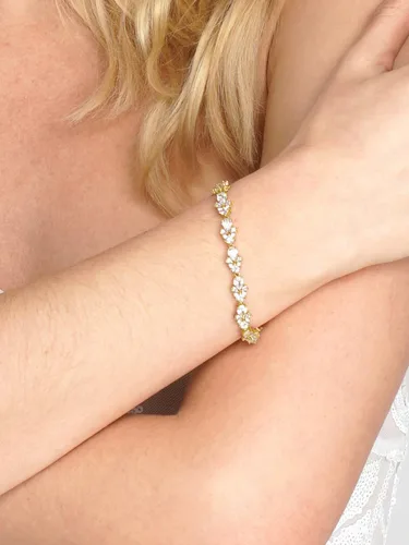 Vista 4 de Mariell Pulsera de tenis de cristal de circonita cúbica dorada para boda y novia, regalo de joyería para mujeres, novias, madre de la novia, 7 14