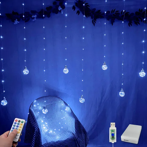 Vista 15 de Luces de Cortina de Bola de Deseos que Cambian de Color, 9.8 x 3.3 Pies, Luz de Hadas LED RGB con Control Remoto por App, Sincronización de Música