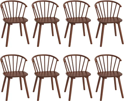Vista 10 de LUE BONA Juego de 6 Sillas de Comedor Negras, Sillas de Comedor de Madera Estilo Granja con Respaldo Semicircular, Silla de Comedor de Husillo