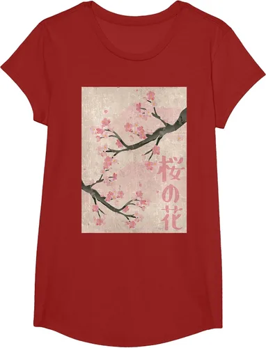 Vista 25 de Cherry Blossom Japanese Vintage Woodblock Japan Pink Sakura T-Shirt Asphalt Grey