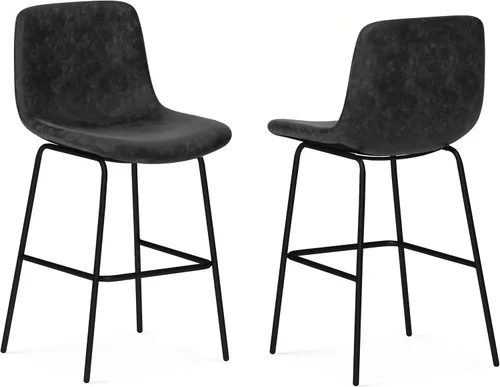 Vista 34 de SIMPLIHOME Randolph Taburetes de mostrador (juego de 2) taburetes de bar tapizados de madera curvada de 28 pulgadas de altura del asiento en tela