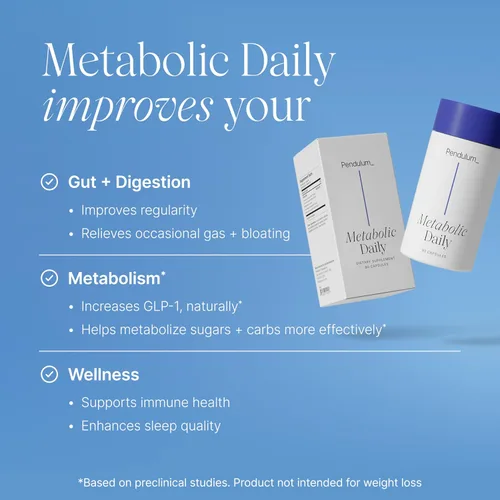 Vista 3 de Pendulum Metabolic Daily - Mezcla patentada de Akkeramansia, Anaerobutyricum, Clostridium y más para mejorar el metabolismo del azúcar