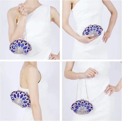 Vista 2 de Evevictor Bolso de mano, bolso de noche, bolsa de dinero pequeña con diamantes de imitación para cóctel, graduación, boda, fecha
