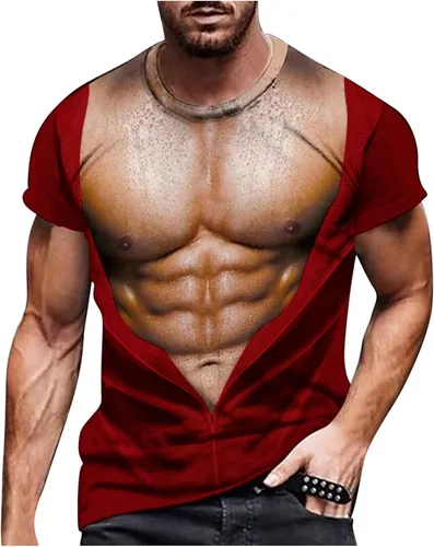 Vista 21 de Camisetas gráficas para hombre, grandes y altas, de manga corta, con estampado muscular, cuello redondo, casual, holgadas, para verano