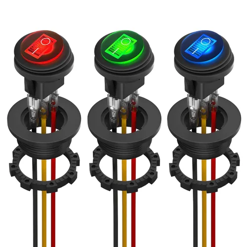 Vista 7 de DaierTek Interruptor basculante redondo impermeable con certificación UL con carcasa de 12 V, interruptor de palanca basculante LED azul iluminado