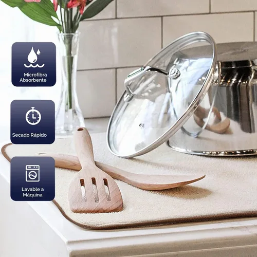 Vista 4 de SINLAND Tapete de microfibra para secar platos, almohadilla de cocina de 16