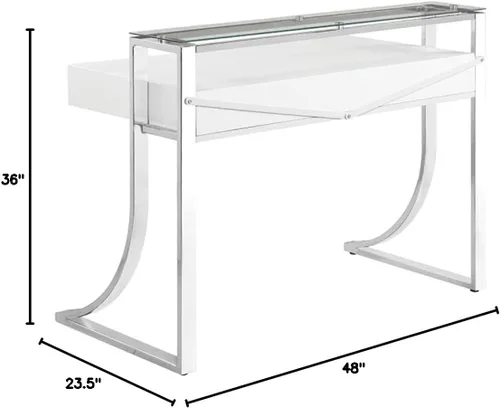 Vista 3 de Coaster Fine Furniture Gemma - Escritorio con 2 cajones, color blanco brillante y cromado