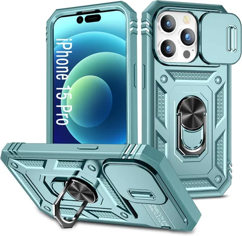 Vista 15 de Funda para iPhone 14, a prueba de golpes, resistente a los impactos, con lente deslizante protectora para iPhone 14 (6.1 pulgadas) (azul)