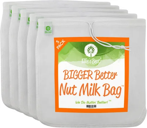 Vista 9 de Bolsa para leche de frutos secos de calidad. Grande 12 inx 12 in de grado comercial. Bolsa reutilizable almendra leche y colador de alimentos.