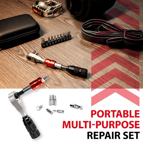 Vista 5 de EMERK Kit de herramientas de reparación de bicicletas: kit de herramientas múltiples para bicicleta con mini bomba, herramienta reversible