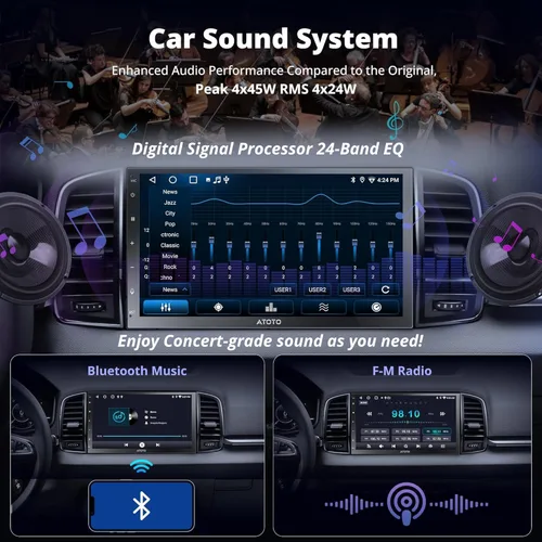 Vista 5 de ATOTO A5L - Estéreo de coche doble DIN Android de 7 pulgadas, radio de coche con Wi-Fi/Bluetooth/USB, CarPlay inalámbrico y Android Auto