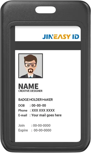 Vista 12 de JINEASY ID Paquete de 2 portadores de credenciales de plástico duro verticales para tarjetas de trabajo y tarjetas de acceso, uso intensivo, negro