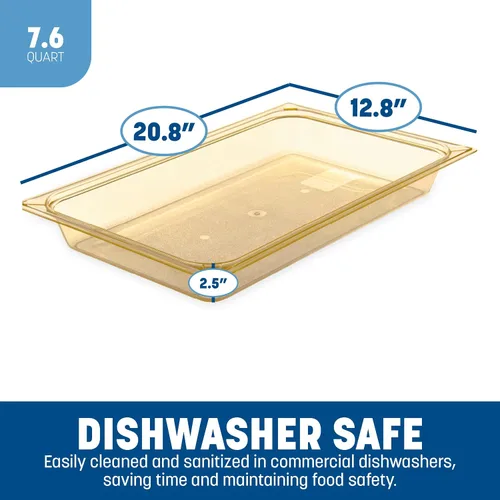 Vista 3 de Carlisle FoodService Products 10400B13 bandeja para alimentos de tamaño completo de alto calor, 7.6 cuartos de galón de capacidad, 20.0 in x 12.8 in