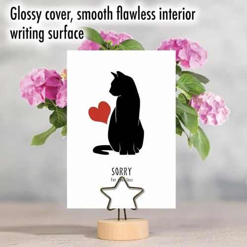 Vista 3 de NobleWorks Tarjeta de felicitación de condolencias para mascotas con sobre de 5 x 7 pulgadas (1 tarjeta) Furever In Our Heart - Cat C10066BPSG
