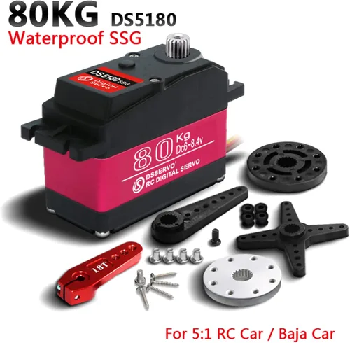 Vista 2 de ZOSKAY 176.4 lbs Digital Servo 8.4V Engranaje de metal de alto voltaje Gran Torque de alta velocidad 1/5 Baja Servo Motor (180 grados)