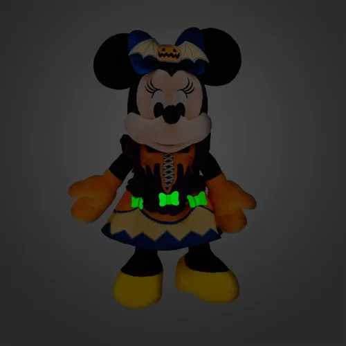 Vista 3 de Disney Store Peluche oficial de Minnie Mouse que brilla en la oscuridad para Halloween 2023, tamaño mediano de 15 pulgadas, edición festiva