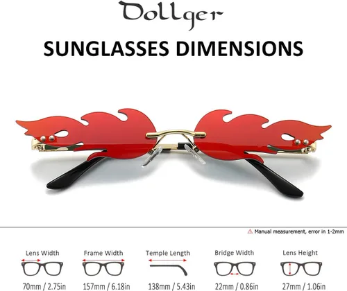 Vista 5 de Dollger Rimless Frame Sunglasses for Women Men Trendy Fire Sunglasses UV400 Protection