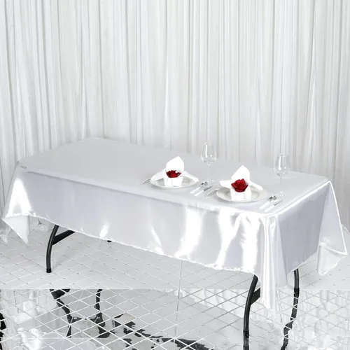 Vista 15 de BalsaCircle Mantel rectangular de satén negro de 60 x 102 pulgadas para bodas, fiestas, recepciones, eventos, cocina, comedor