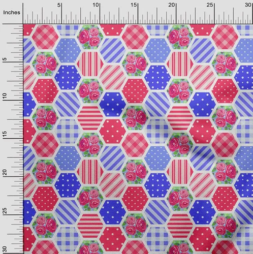 Vista 3 de oneOone Cotton Flex Blue Fabric Floral Craft Projects Decor Fabric Printed By The Yard 40 Inch Wide-DO