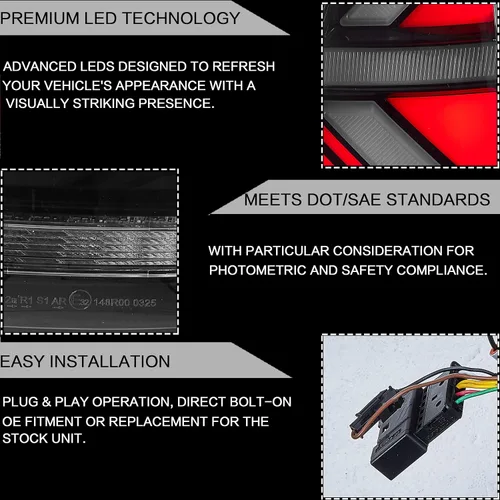 Vista 8 de Ensamble de luces traseras VLAND Compatible con BMW Mini R50 R52 R53 2001-2006, lámpara trasera Union Jack con DRL dinámico, luz trasera con señal
